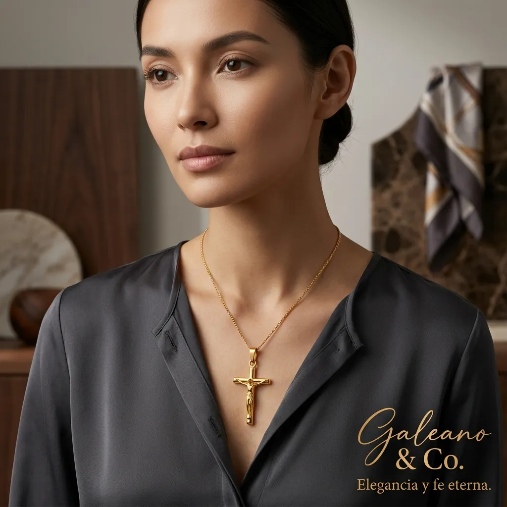 Collar Crucifijo Oro Laminado Con Dije Religioso